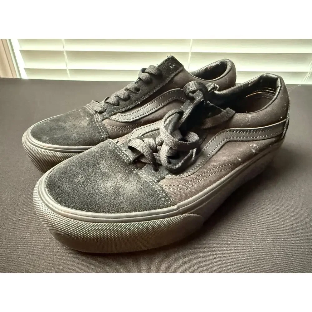 Vans Old Skool Platform Black Triple Black Women's Size 7.5 Men's 6 Sneakers